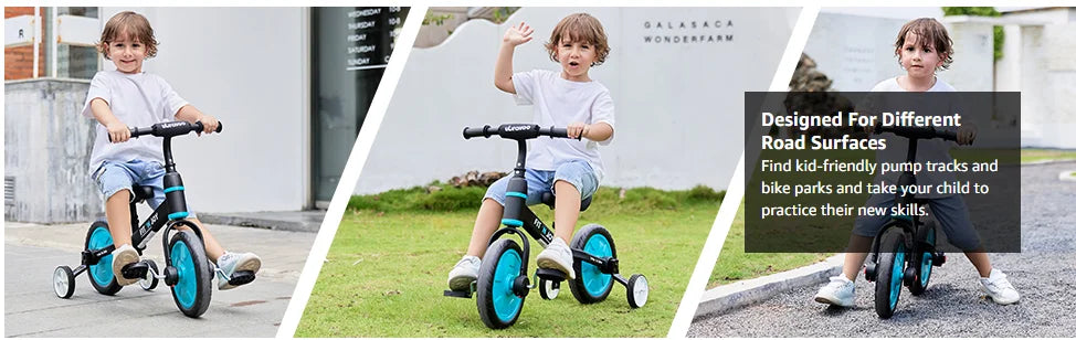 UBRAVOO Fit 'n Joy Toddler Training Bicycle 4-in-1 Balance Bike with Pedals & Training Wheels for Boys Girls Ages 2-4 - Quality Shopping Centre