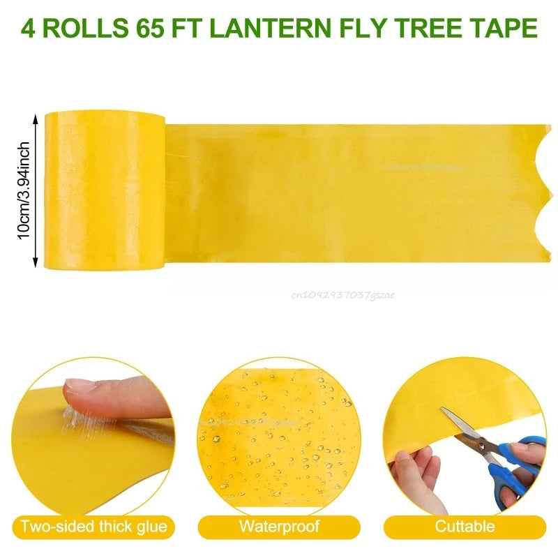 Yellow Double-Sided Sticky Trap 10M Long Double-Sided Insect Tape Waterproof Sunproof for Garden Trees Outdoor Pest Control Tool