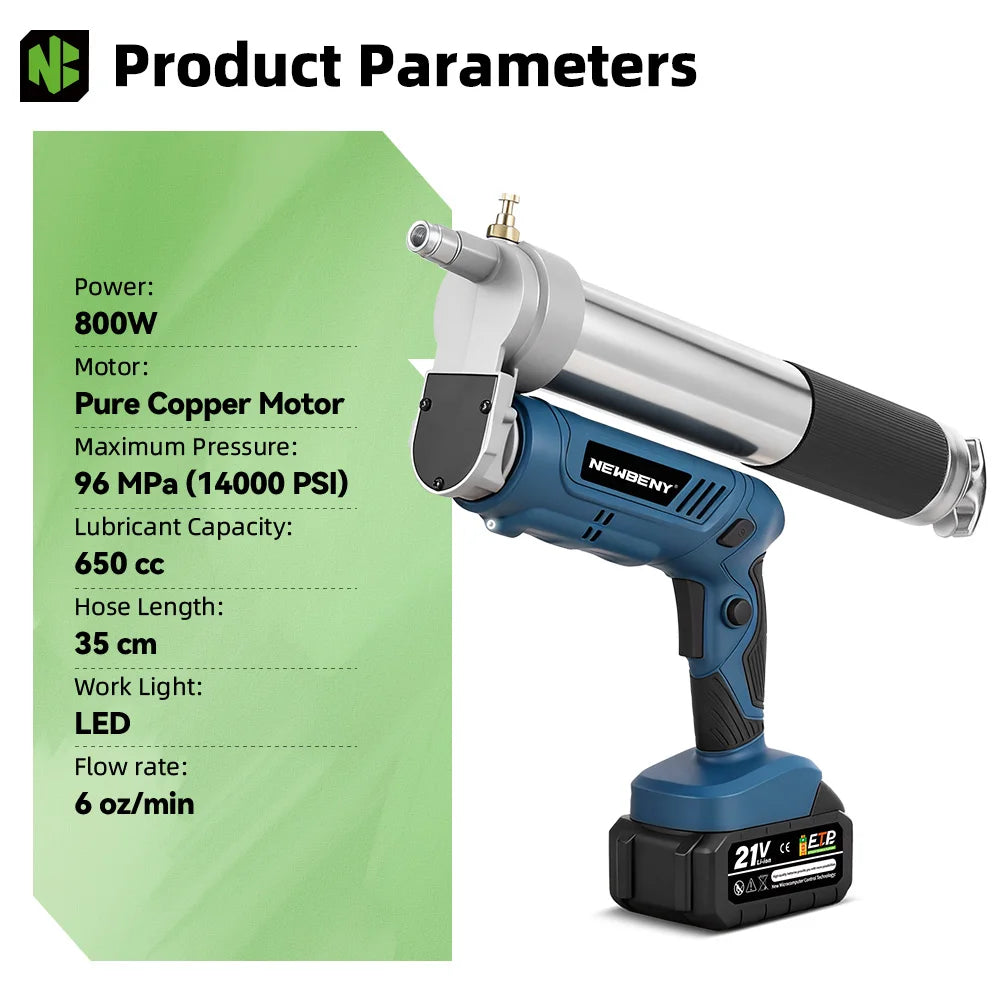 YOFIDRA 14000PSI Electric Grease Gun 180° Rotatable High Pressure Lubricating Bearing Oil Injector Tool For Makita Battery Pin