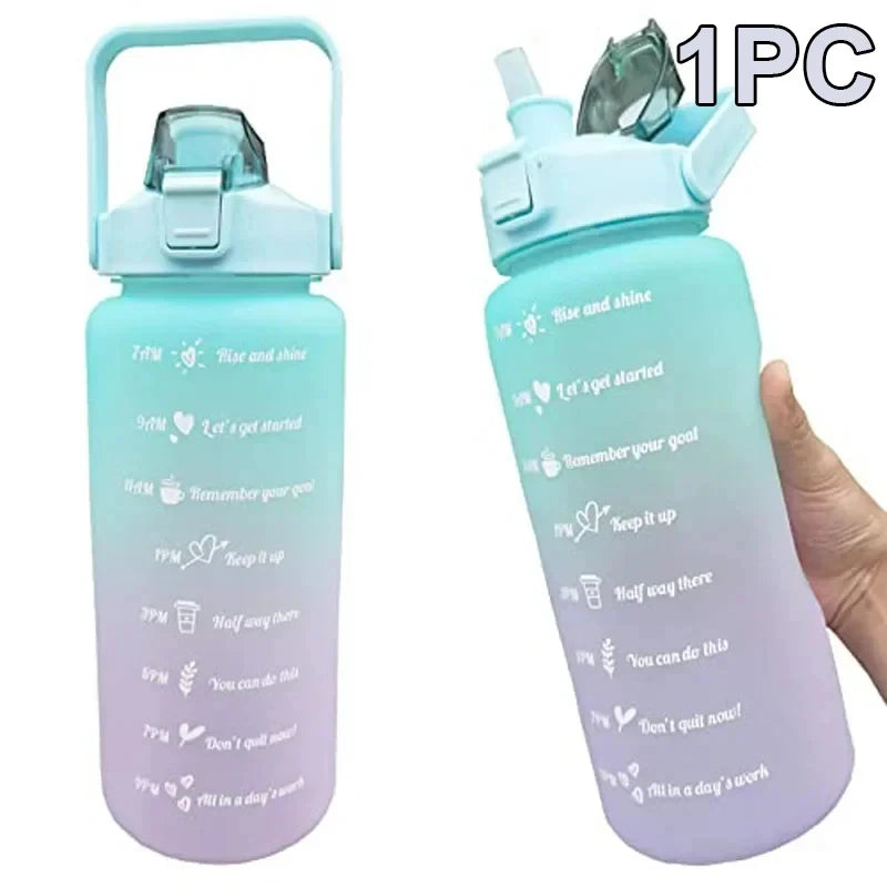 Water Bottle 2 Liter Stay Hydrated Motivated Leakproof Plastic Sport Bottle Reminder Times Sports Outdoor Fitness Office Indoor
