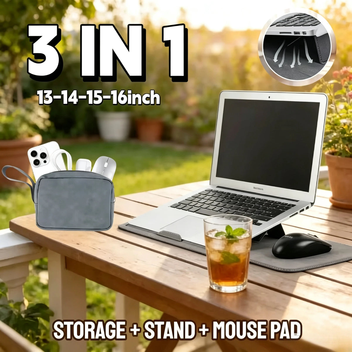 Portable Leather Laptop Sleeve Case Bag for Macbook Air Pro 13 13.6 M4 Stand Notebook Case with Stand Men WomenCover