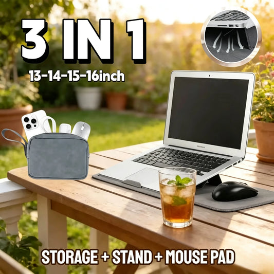 Draagbare leren laptoptas voor MacBook Air Pro 13 13.6 M4, notebookhoes met standaard voor heren en dames