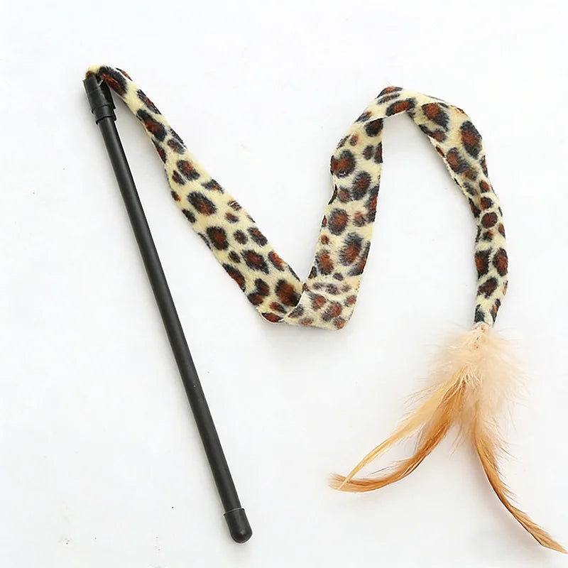 2PCs Cat Teaser Wand Toy Interactive Cat Stick toys with Artificial Feather Funny Kitten Playing Toys  Cat Accessories