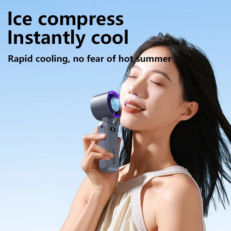 Lenovo halfgeleider-ijskoelingsventilator, 199 standen, hogesnelheidsventilator, draagbare handventilator, 4000 mAh, USB, draagbare nekventilator voor buiten