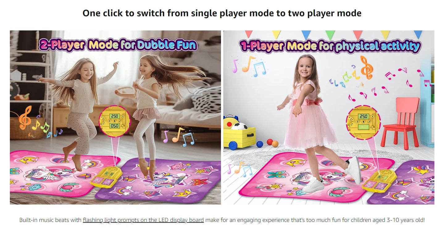VATOS Unicorn Dance Mat - 9-Level Dancing Game for Kids, Perfect Indoor Outdoor Musical Play Mat and Christmas Gift for Girls Ages 3+ - Quality Shopping Centre