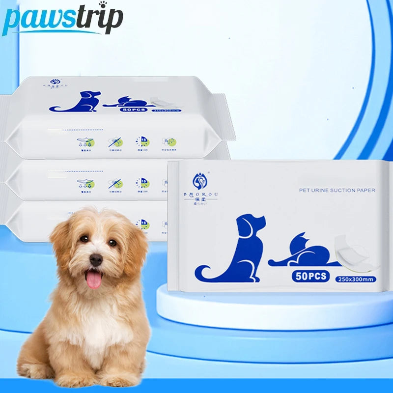 50PCs/Pack Disposable Dog Urine Absorbent Paper Thickened Absorbent Dog Diaper Non-woven Fabrics Pet Pee Paper Pet Supplies