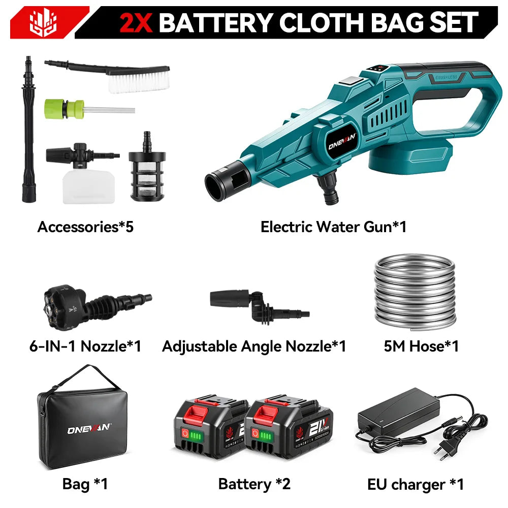 ONEVAN 3500W 200Bar Borstelloze Elektrische Hogedrukreiniger Schuimgenerator Autowasser Elektrisch Gereedschap voor Makita 18V Accu