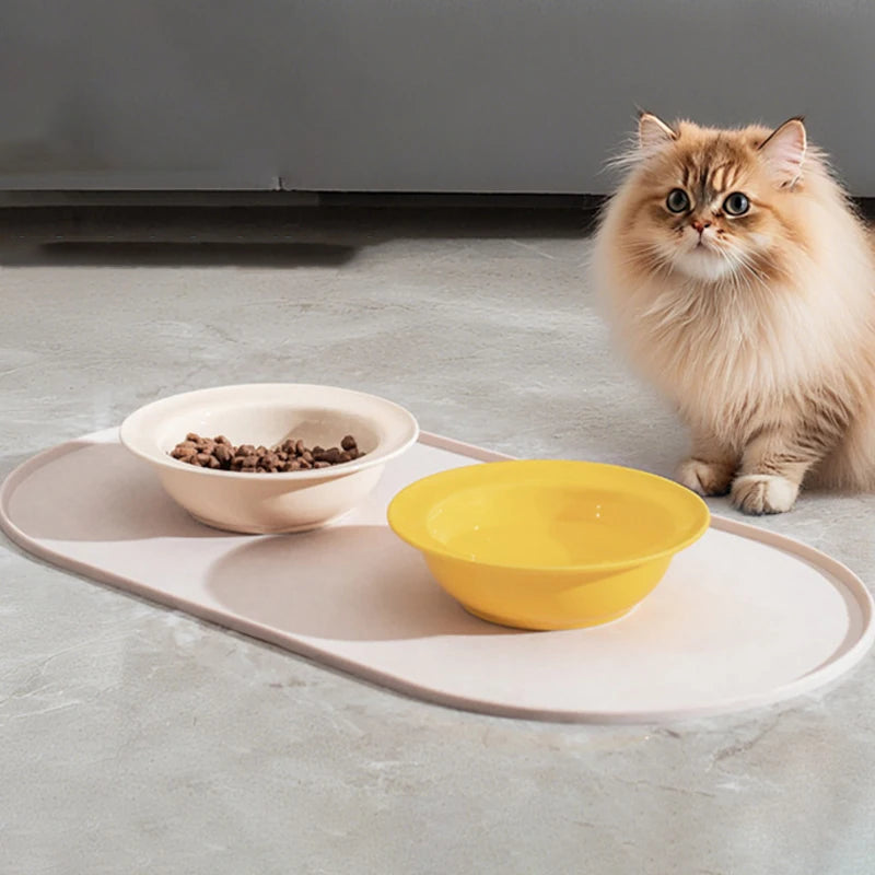 45.5x24.5cm Oval Pet Feeding Mat Silicone Dog Food Feeding Pad Waterproof Pet Placemat for Cats Dogs Pet Supplies