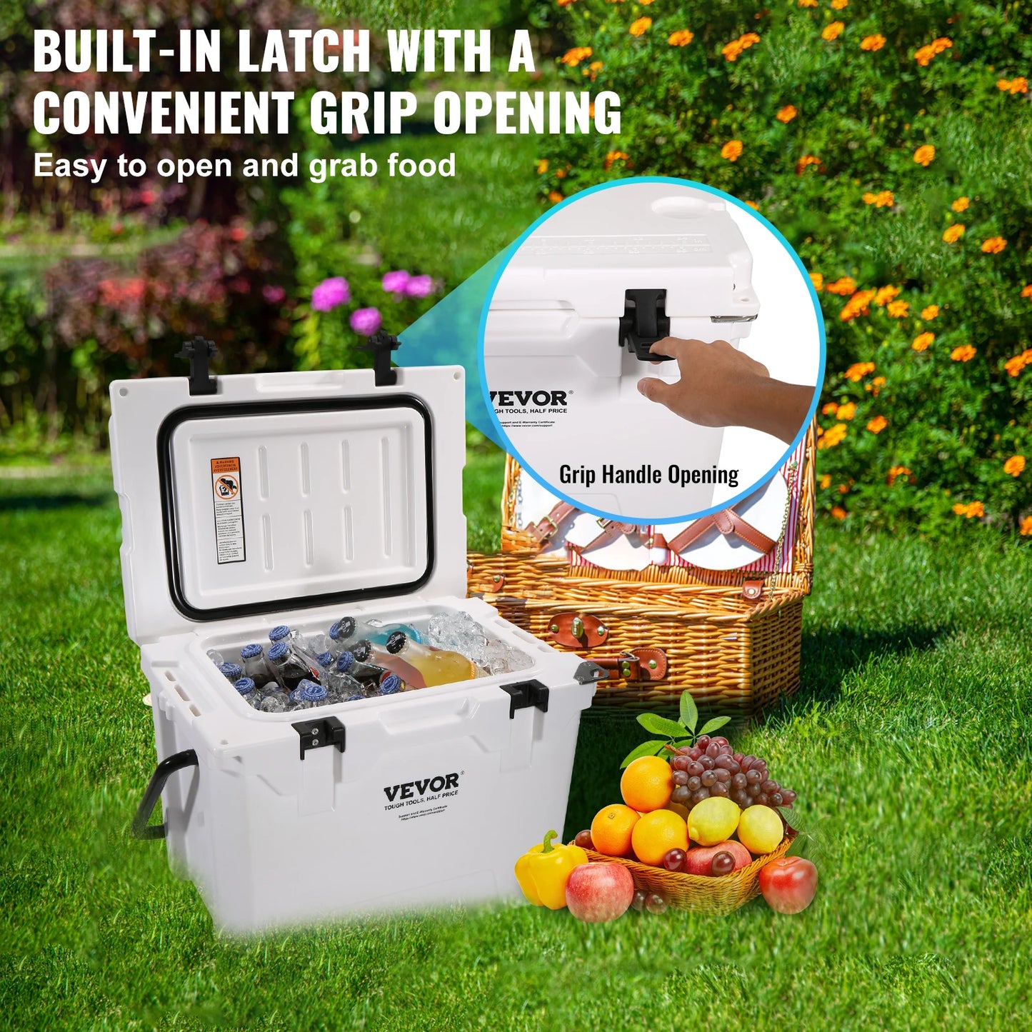 SucceBuy 25/33/45/52QT Hard Cooler Insulated Portable Large Capacity Ice Chest Cooling Box for Family Outdoor Camping Activities