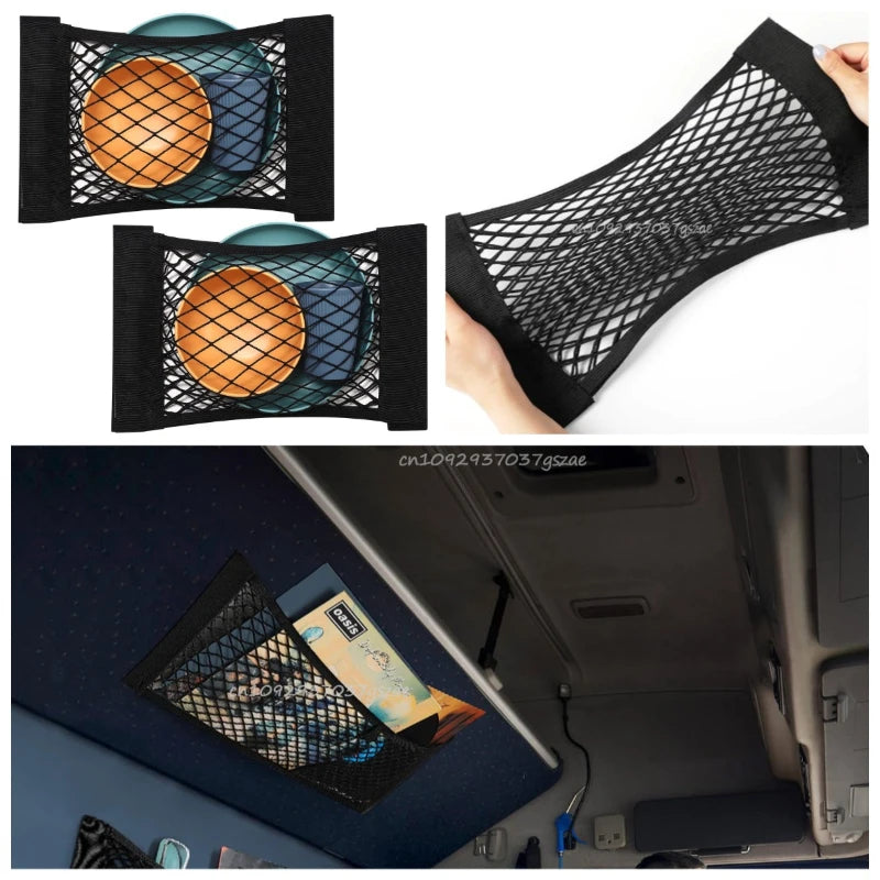 Car Trunk Mesh Organizer Magic Tape Elastic String Universal Storage Net for Seat Back Auto Interior Accessories Car Organizer