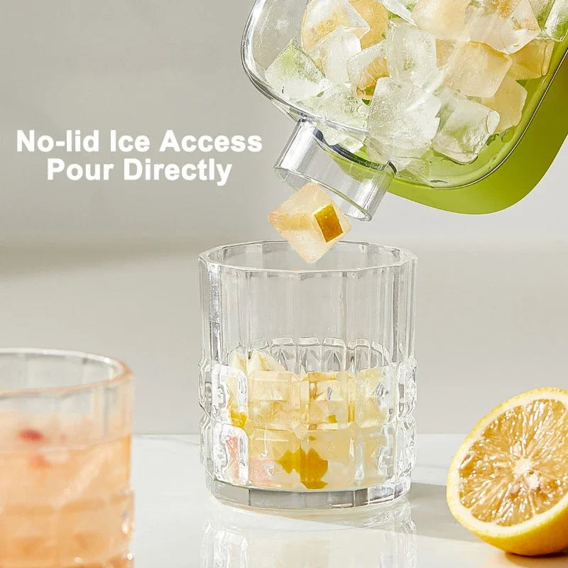 Ice Cube Water Bottle Ice Cube Mold Press Ice Maker With Lid Food Grade Ice-Making Straw Dual-use Ice-Kettle NO TOUCH Silicone
