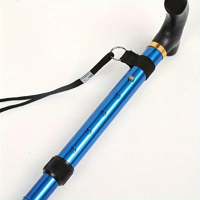 Foldable Walking Stick Lightweight 4-Section Hiking Crutches Non-Slip Telescopic Aluminum Baton For Trekking Hiking Travel