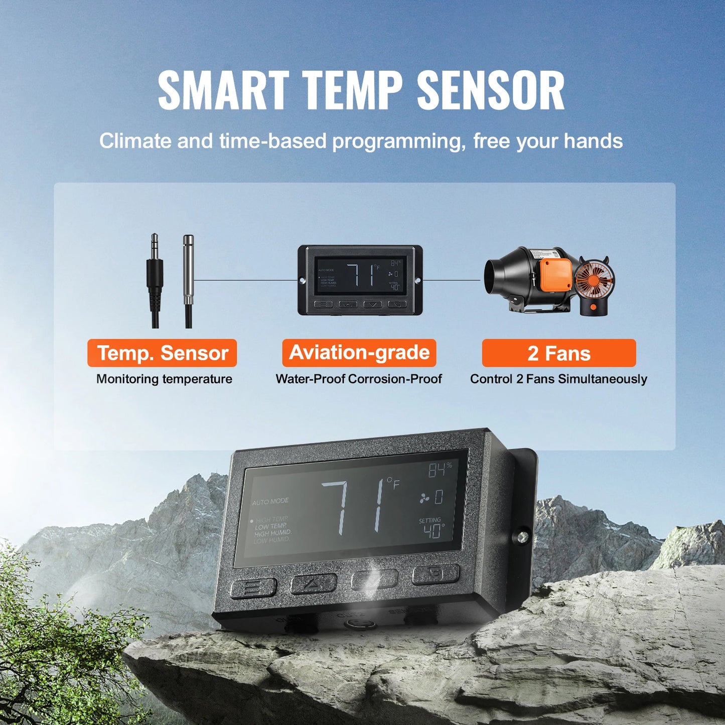 SucceBuy Inline Duct Fan 4/8In  Quiet EC-motor Ventilation Exhaust Fan with Temperature Humidity Controller for Cooling Booster