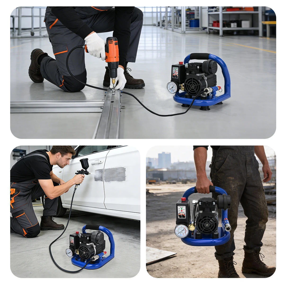 Gisam 1,5L Elektrische Luchtcompressor 8Bar 120PSI Olievrije Draagbare Compressor voor Reparatie Banden oppompen Autolak Auto Doe-het-zelf Krachtig Gereedschap voor Makita 18V Accu Pin