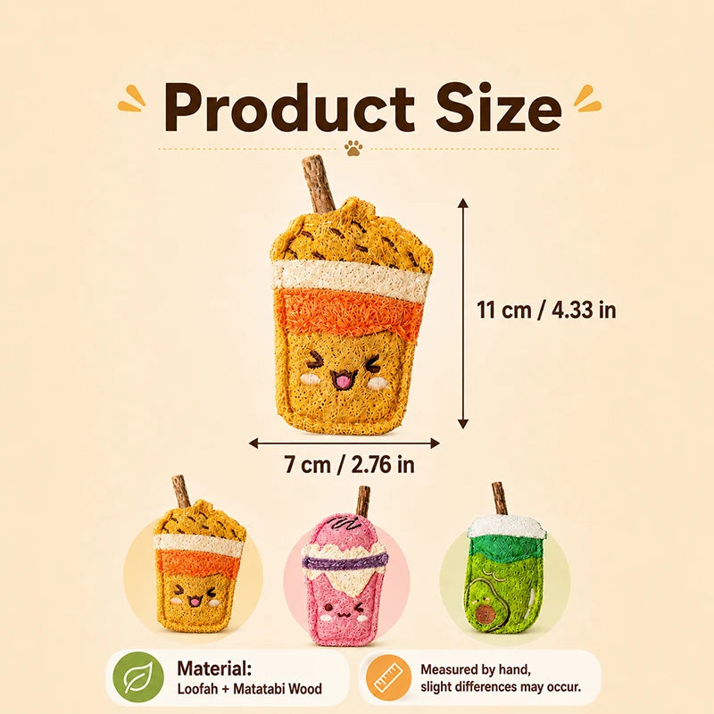 Loofah Cat Chew Toy with Matatabi Stick Natural Dental Cleaning Kitten Teething Toy Interactive Solo Play Pet Supplies