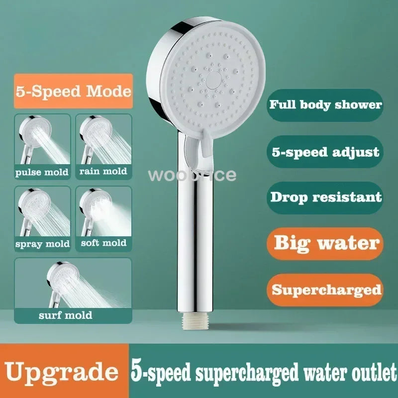 5 Modes Shower Head High Pressure Shower Head Water Saving  Adjustable High Pressure Shower Head Bathroom Accessories