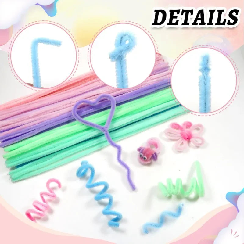 Creative Wires Chenille Wire Pipe Cleaners Colorful Chenille Stems DIY Plush Stem Wired Twist Stick Hair Strip Kid Handmade