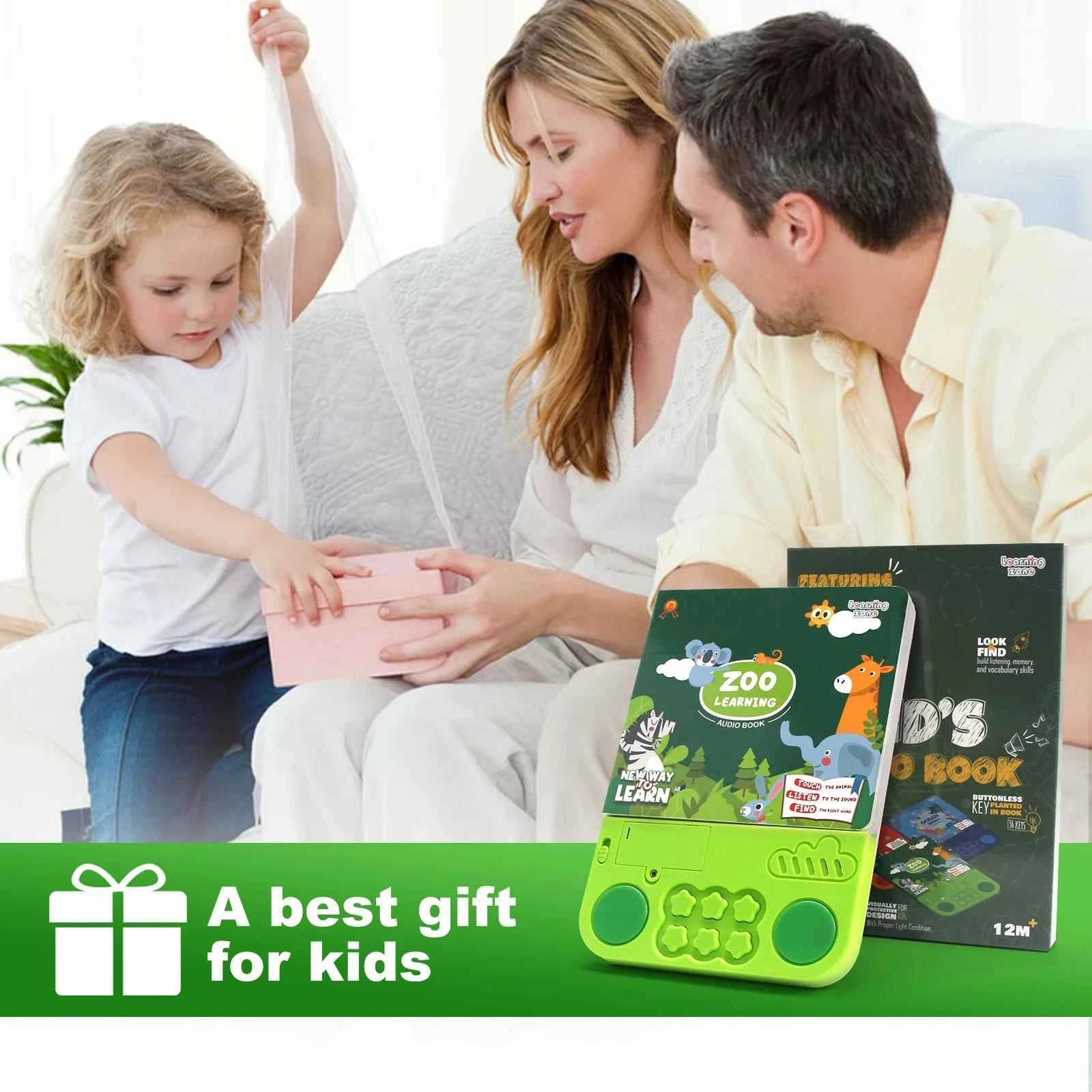 Kids Interactive Audio Books with Melody & Lights - Educational Pre-school Toys with Drum Sounds and Animal Themes