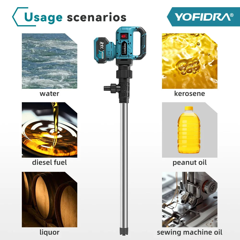 YOFIDRA 3 Gears 80-150L/Min Brushless Water Transfer Pump 3000W Cordless Stick Liquid Extraction Machine For Makita Battery Pin