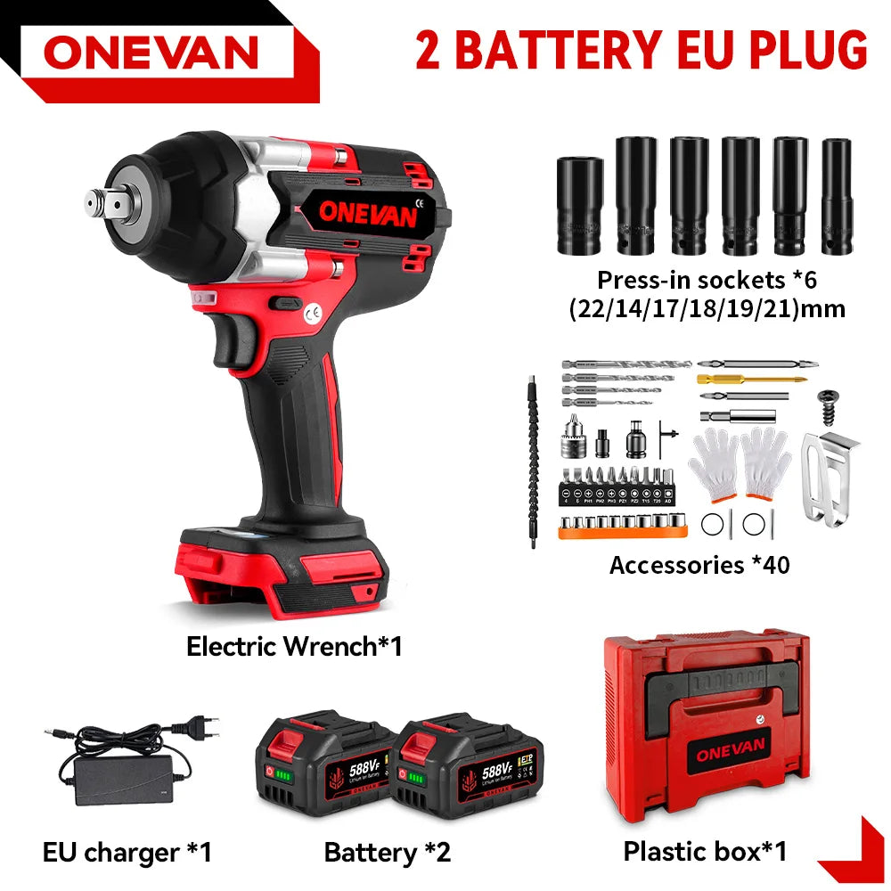ONEVAN 1800 N.M Koppel Borstelloze Elektrische Slagsleutel 1/2 inch Accusleutel Elektrisch Gereedschap voor Makita 18V Accu Pin