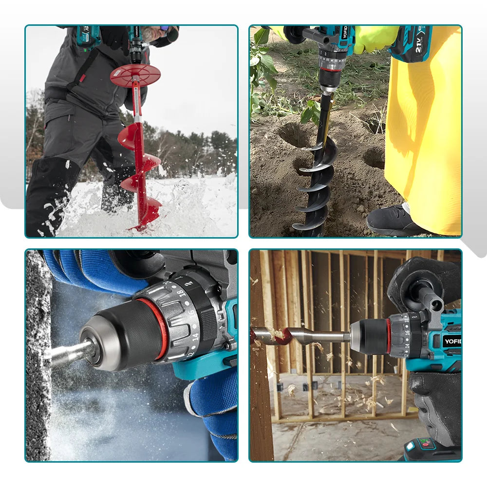 YOFIDRA 700N.M Borstelloze elektrische klopboormachine Accuschroevendraaier voor metaalplaten, grond en houtbewerking Elektrisch gereedschap geschikt voor Makita-accu's