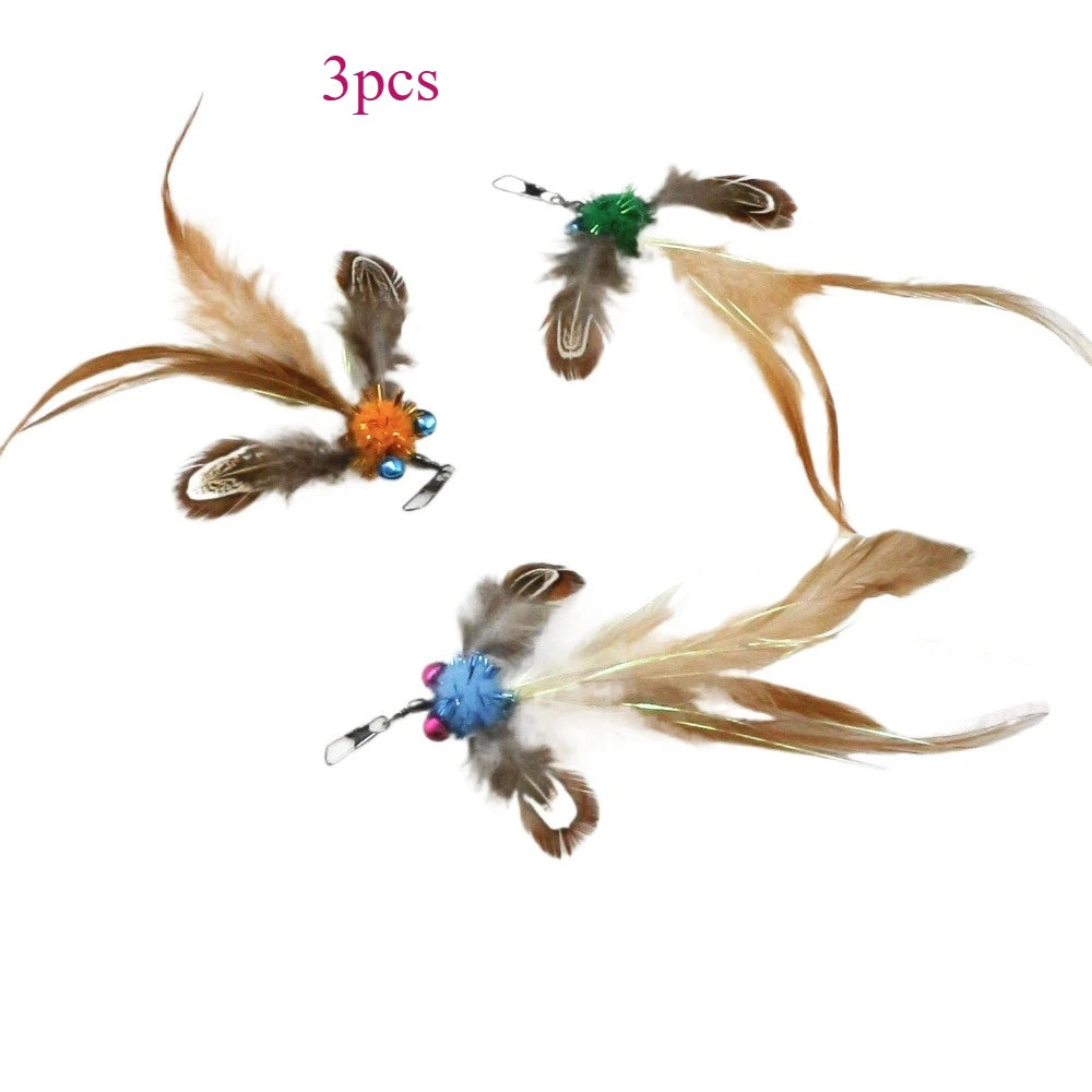 Lot de 3 têtes de rechange pour jouet pour chat en forme de poisson rouge, plumeau interactif pour animal de compagnie