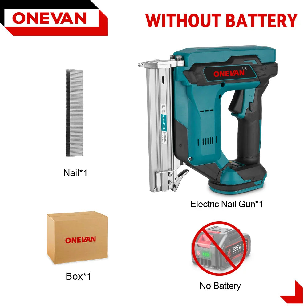 Pistolet à clous électrique sans balais ONEVAN F30, cloueuse agrafeuse 2 vitesses pour charpente avec 100 clous pour batterie Makita 18V