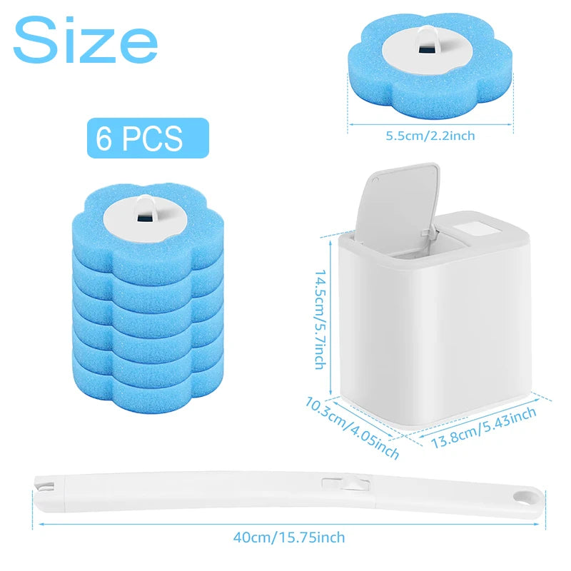 Upgrade Toilet Brush Kit with Disposable Replacement Heads Long-Handle Hygienic Bathroom Cleaning Brush for Home WC Accessories