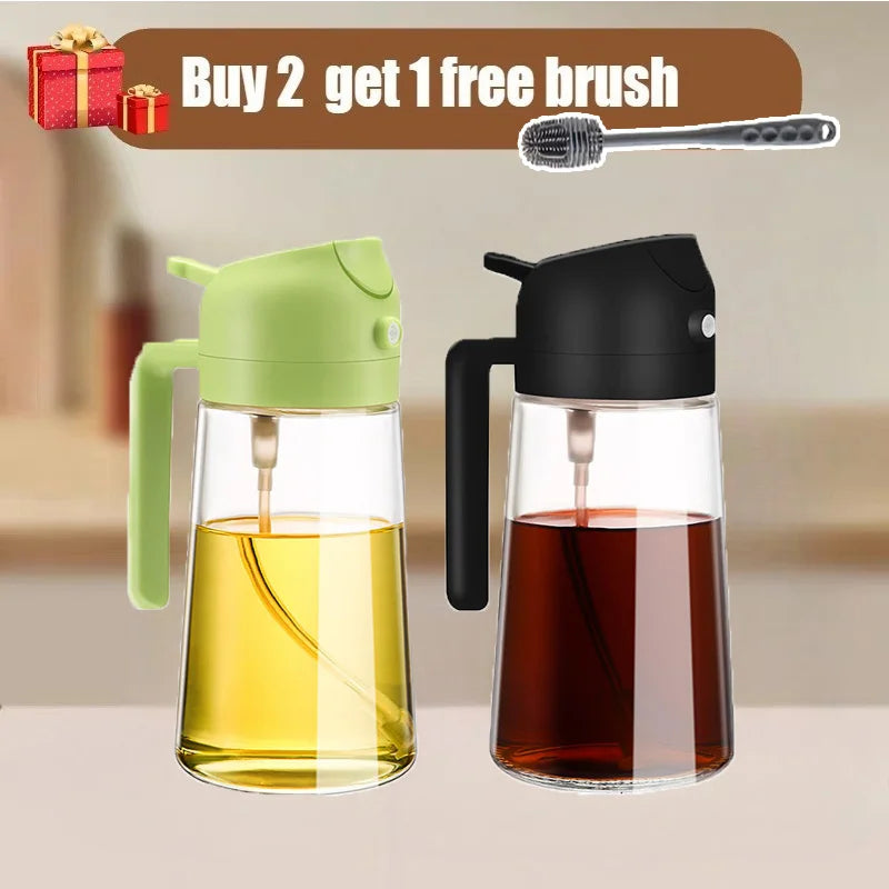 2pcs Kitchen Oil Spray and Dispenser Sprayer Pourer Oil Empty Bottle Olive Oil Spray Kitchen Barbecue Camping Cooking Utensils