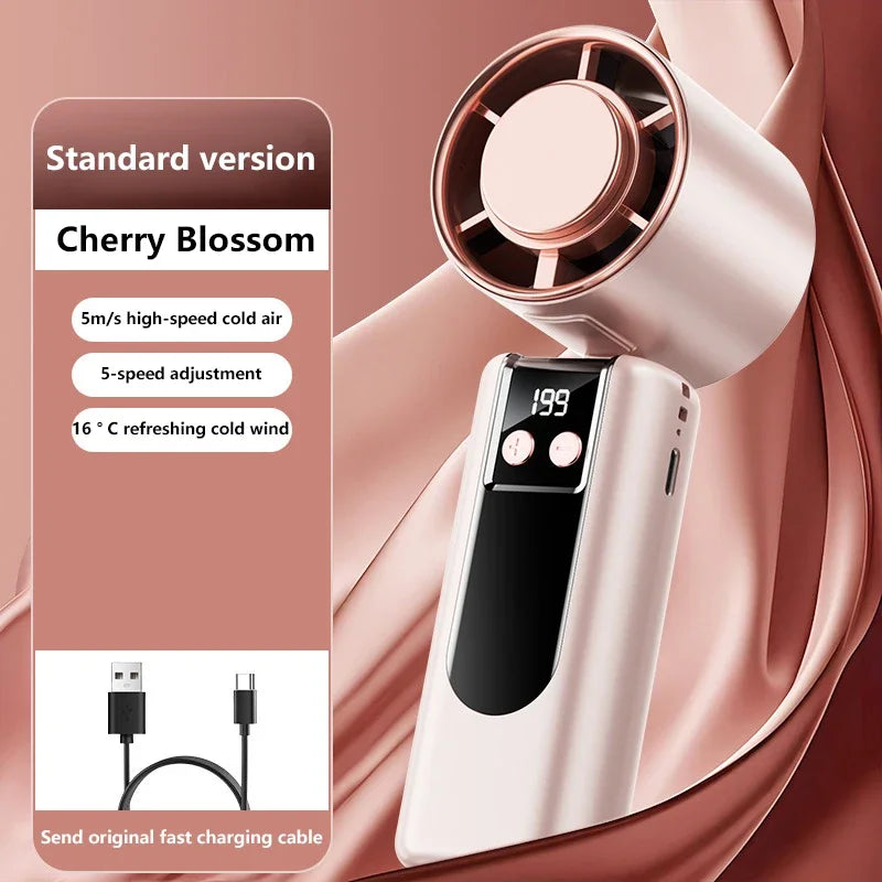Lenovo 199-standen hogesnelheidsventilator, usb-oplaadbaar, digitaal display, krachtige handzame draagbare miniventilator