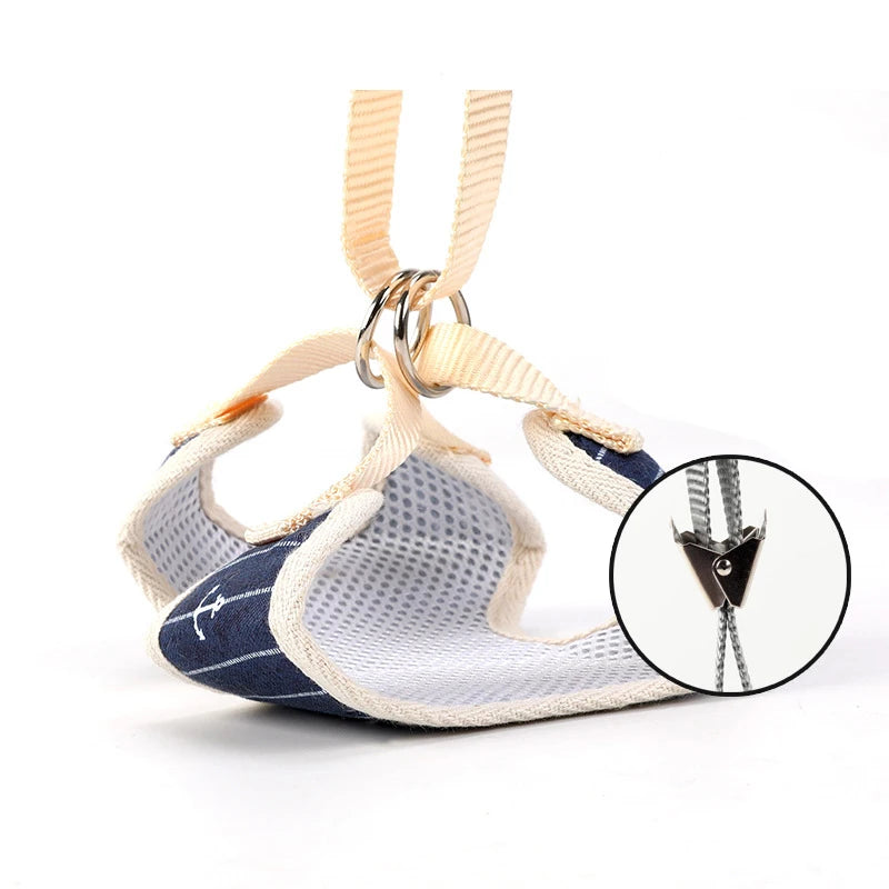 Striped Adjustable Cat Harness Leash Escape Proof Pet Harness for Cats Small Dogs Outdoor Walking Cat Harness with Bowknot