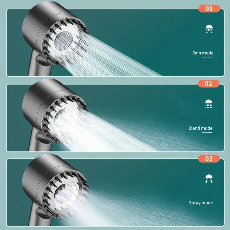High Pressure Adjustable 4-Mode Shower Head with One Button Water Stop & Water Saving - Premium Shower Massage System