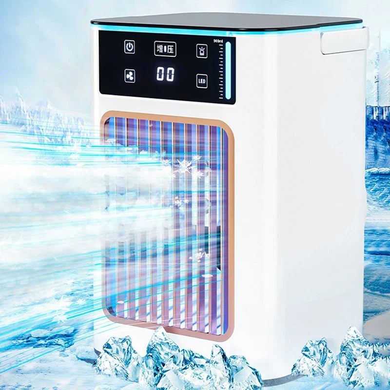 Lenovo nieuwe USB-luchtkoeler draagbare desktop-ventilator met luchtbevochtiger, dubbele verneveling, watertank en ijsbox voor slaapkamer en huis