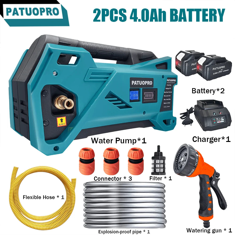 10m Hose Cordless Water Pump 500W for Garden Irrigation and Car Cleaning - Compatible with Makita 18V Battery - Quality Shopping Centre