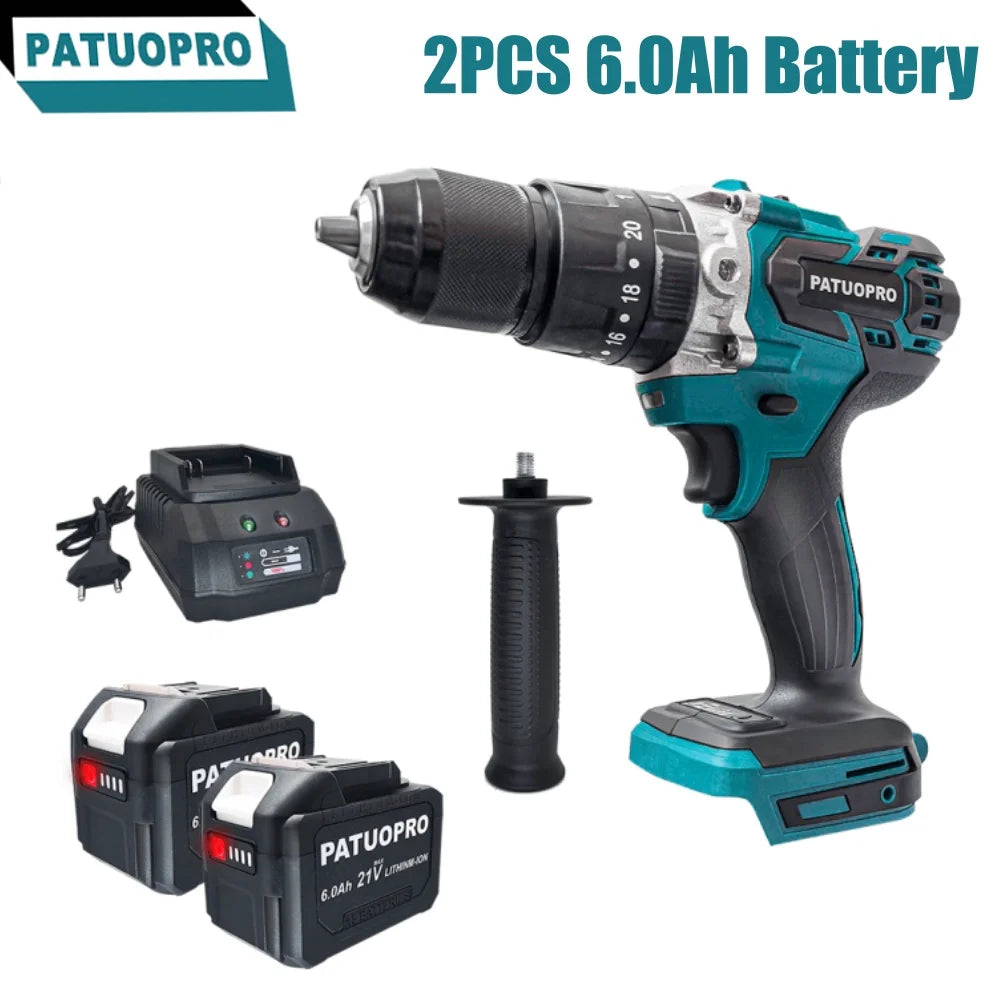 Borstelloze draadloze 13 mm elektrische klopboormachine 20+3 koppelinstellingen handmatige schroevendraaier elektrisch gereedschap voor Makita 18V-accu