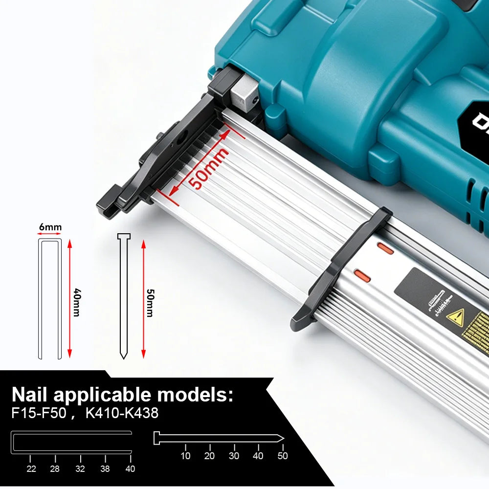 ONEVAN Borstelloze Elektrische 2-in-1 Nagel-/Nietpistool F15-50 K410-438 Accugereedschap met 4 Modi voor Makita 18V Accu