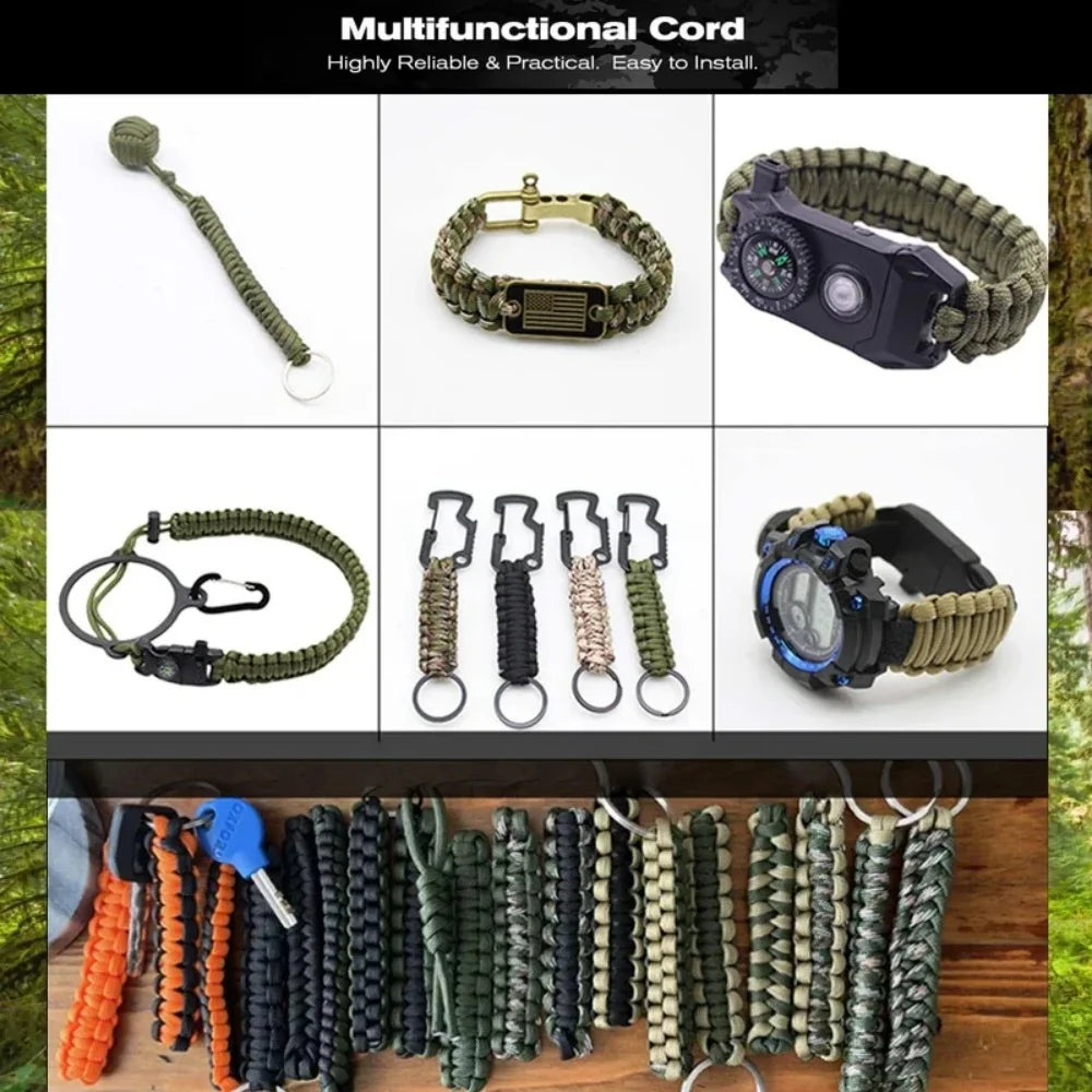 4mm Military Paracord 650LB Outdoor Survival Tactical 7 Strand Parachute Cord 100m for Camping Weaving Rope