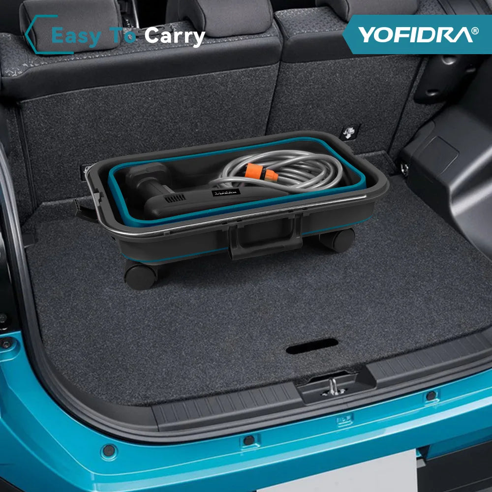 YOFIDRA 6 IN 1 100Bar Electric Water Spray Gun with 22L Foldable Water Bucket Home Car Washing Machine for Makita 18V-21V Battery Pin
