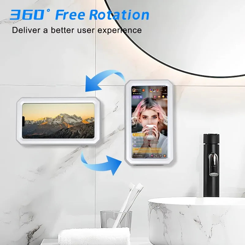 Self-adhesive Anti-fog Waterproof Shower Phone Holder Universal Touch Screen Draining Mobile Phone Protective Case for Bathroom