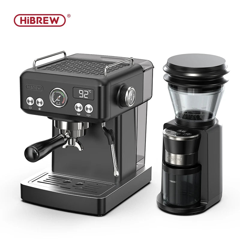 HiBREW H10A Zwarte Espressomachine Temperatuur Volume Pre-brewing Instelbaar 58mm Filterdrager Cappuccino Koffiezetapparaat