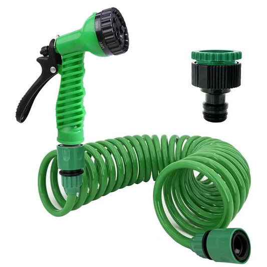 Garden Irrigation Water Pipe Sprinkler Head With 7-Function Nozzle Hose, Car Cleaning Spring Pipe, Plastic Hose Cleaning Tool