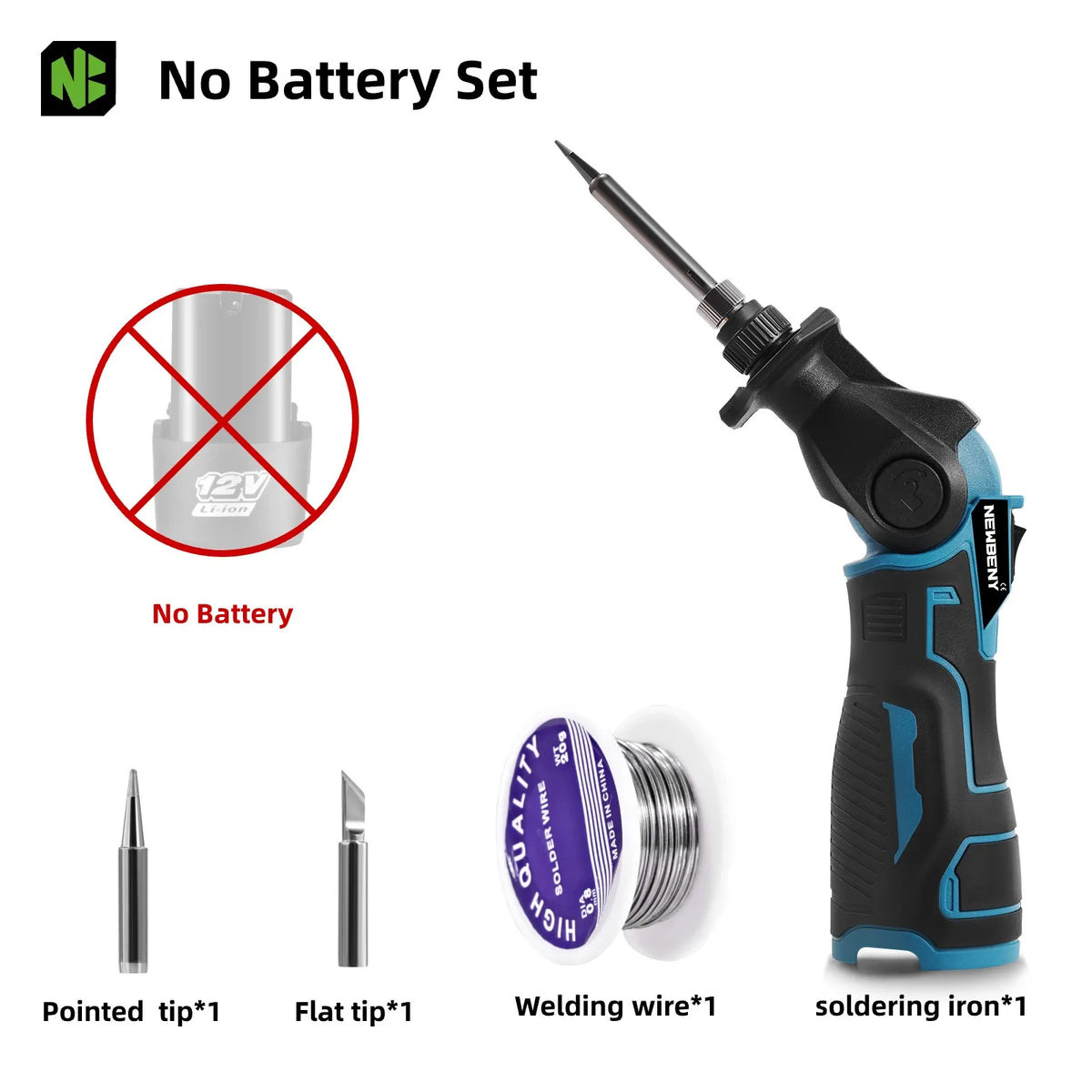 NEWBENY 400°C Elektrisch Soldeerpistool 30W Draadloos Heteluchtpistool Verwarmingssoldeer- en desoldeergereedschap voor 12V-accu