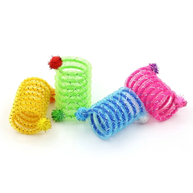 4 Pcs Cat Spring Toys Interactive Pet Toys for Cats Colorful Random Color Cat Teaser Toy Bite-resistant Kitten Toys