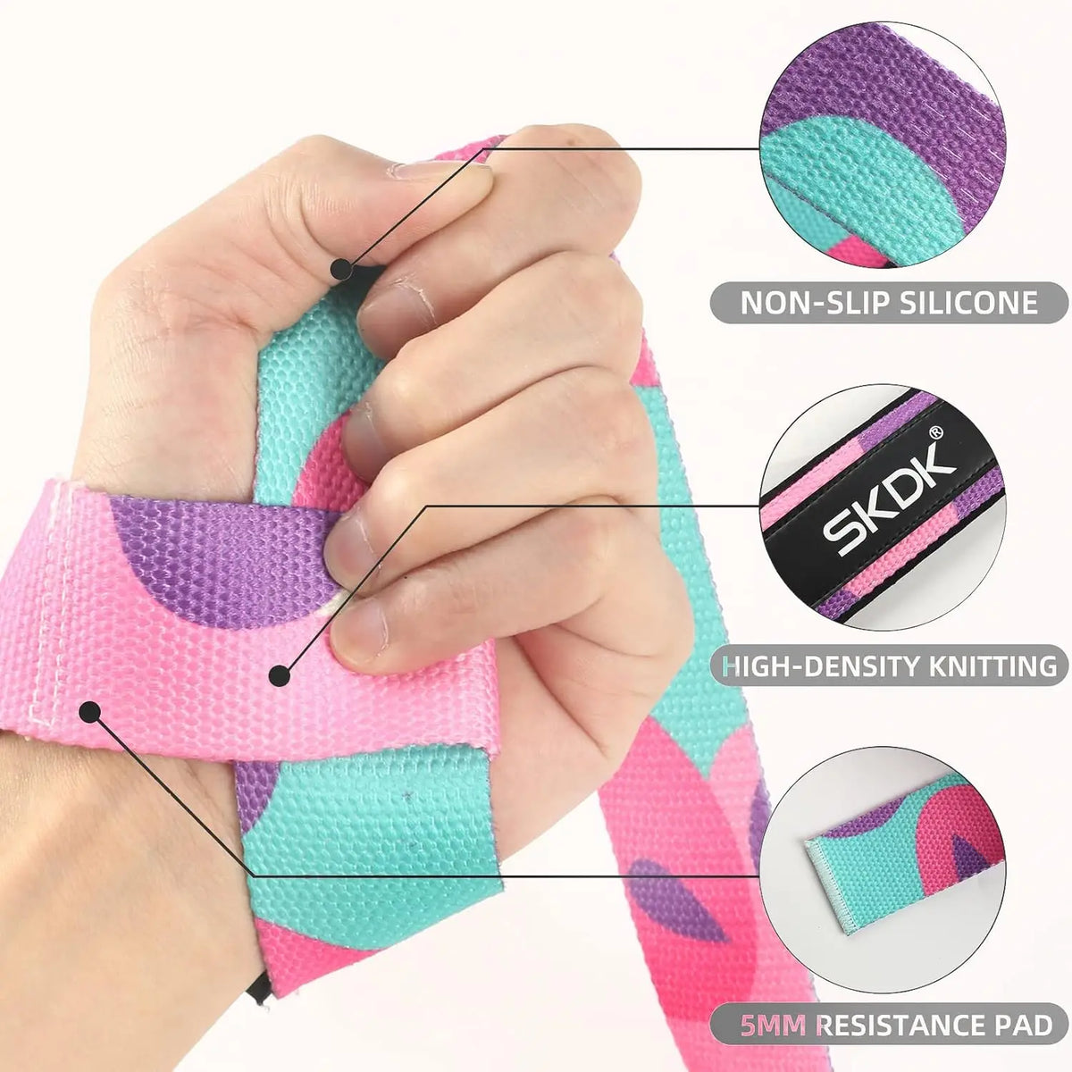 2Pcs Weightlifting Wrist Straps Strength Training Adjustable Non-slip Gym Booster Bands Fitness Lifting Support Sports Grip Band
