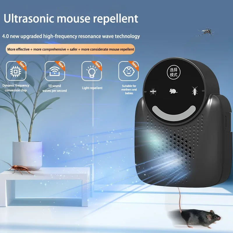 2026 USB Indoor Pest Repellent Ultrasonic Exterminato Cockroach Rodent Mouse Insect Mosquito Safe Ultrasonic Mouse Repellent