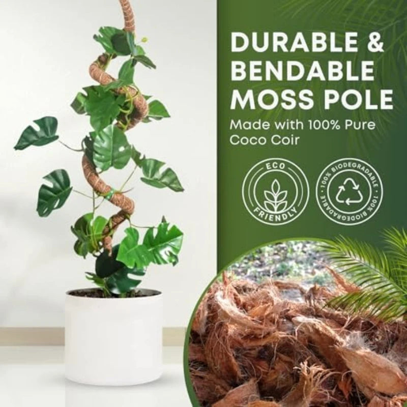 Bendable Moss Pole for Plants Coconut Palm Fiber Monstera Plant Support Handmade Coco Climbing DIY Garden Accessories