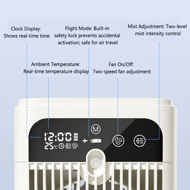 Lenovo 2026 New Air Cooler Fan Desktop Portable Air Conditioner Misting Cooling Fan for Bedroom Office Outdoor Camping