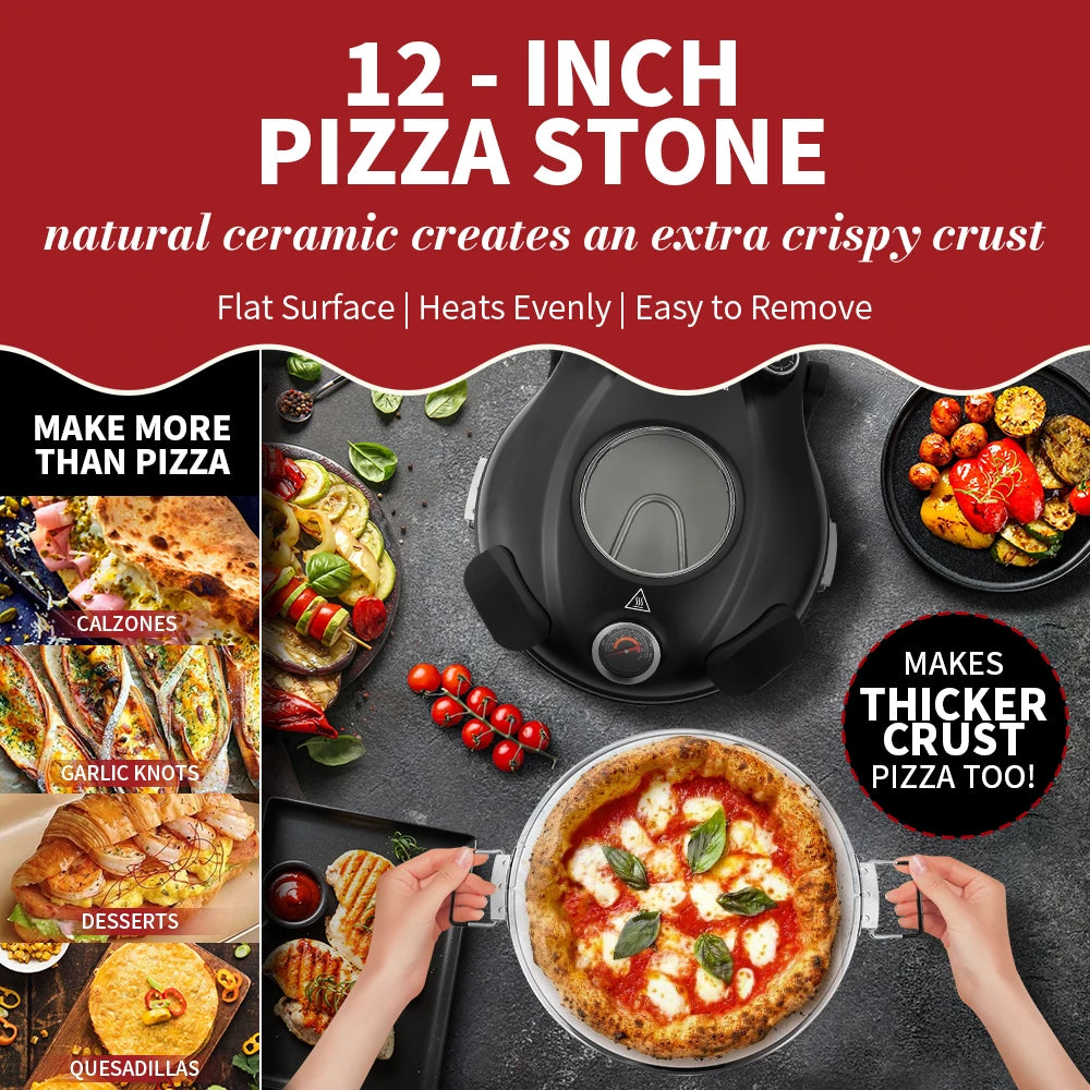 Klaif Electric Pizza Maker, 420℃, 1200 Watt, 5 Separate Temperature Levels, Flame Resistant Stone Plate 1200W 32cm