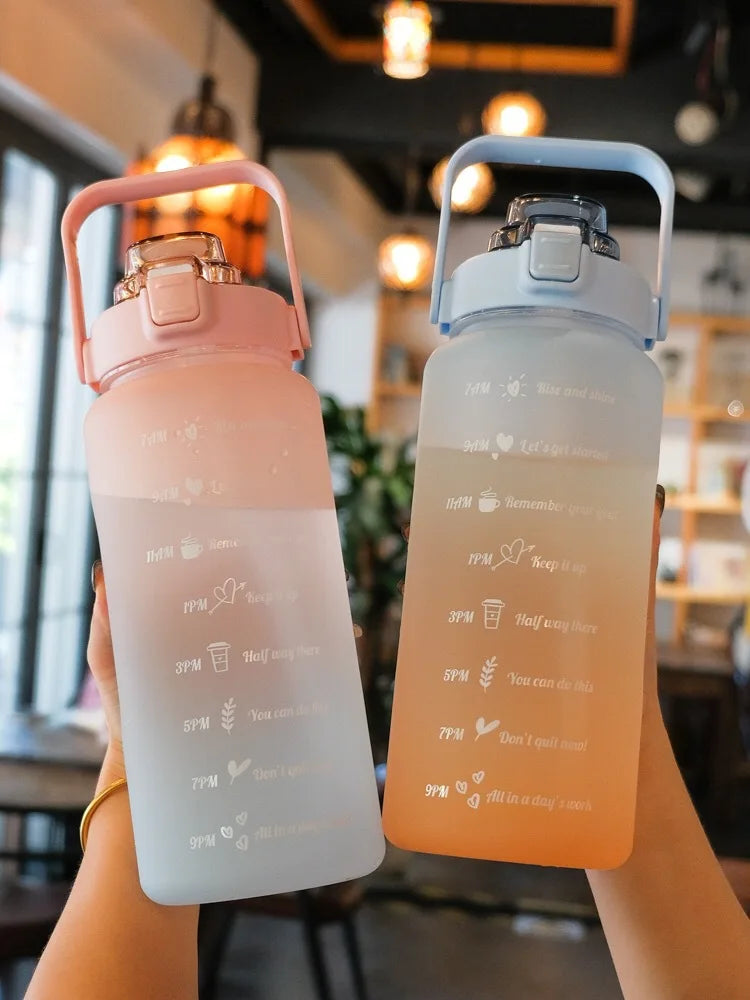 Sports Water Bottle 2 Liters Bottle Drinking Plastic Large Portable Travel Fitness Cup High Value Big Fat Cup Adult Universal