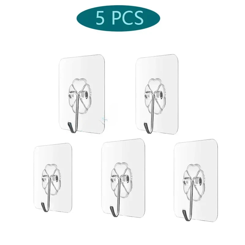 Transparent Self Adhesive Wall Hooks Hangers Key Holder Towel Holder Bathroom Organizer Rack Kitchen Strong Adhesive Wall Hooks